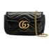 Mini GG Marmont Shoulder Bag, &pound;650, Handbags, Black, Leather, Front view